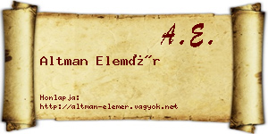 Altman Elemér névjegykártya